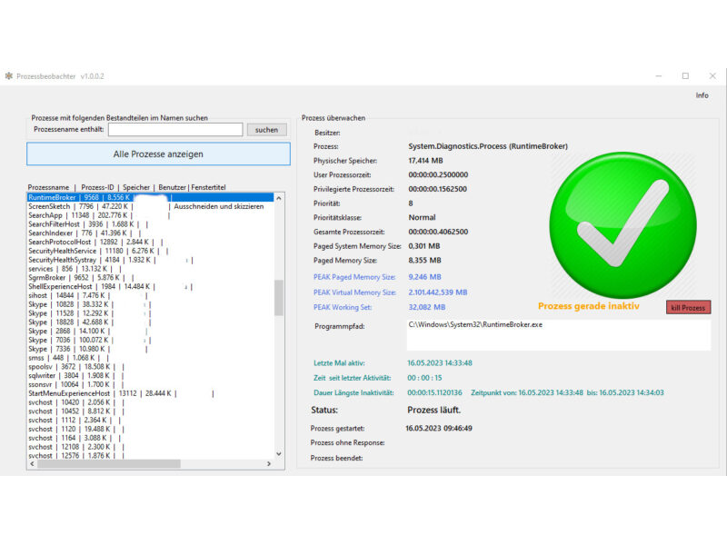Screenshot Prozessbetrachter